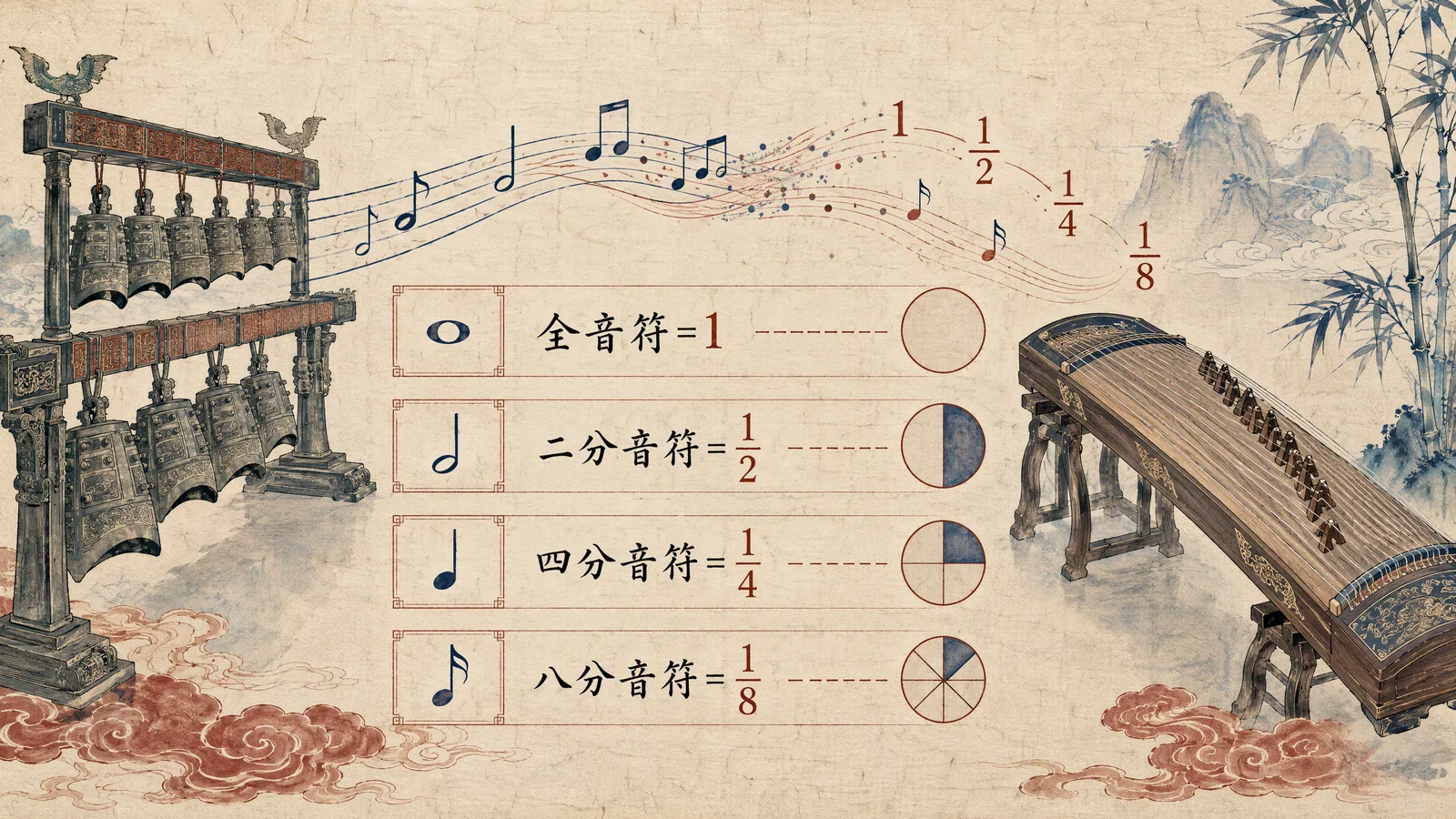 数学与音乐——编钟和古筝音符与分数对应