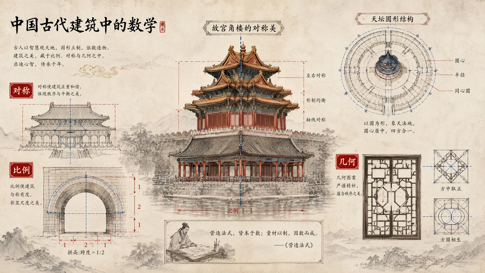 数学与古建筑——故宫角楼、天坛、窗格几何